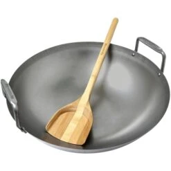 Big Green Egg Grill-Wok Aus Kohlenstoffstahl, Ø 40cm (silber, Für Big Green Egg Large, XLarge, 2XL)