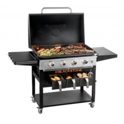 Blackstone 36" Griddle Grillstation, Gasgrill Mit Deckel Und Airfryer (schwarz, 4 Grillzonen, 17,5kW, 2 Airfryer, 1 Warmhalteschublade)