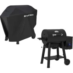 Broil King Crown Pellet Smoker 400 - BUNDLE (schwarz, IQue Smart Steuerung, Inkl. Schutzhülle)