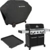 Broil King Gasgrill Baron 590 - BUNDLE (schwarz/edelstahl, Mit Seiten- Und Heckbrenner, Inkl. Gussplatte Und Schutzhülle)