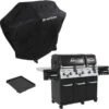 Broil King Gasgrill Regal 690 - BUNDLE (schwarz/edelstahl, Mit Seitenbrenner Und Heckbrenner, Inkl. Gussplatte Und Schutzhülle)