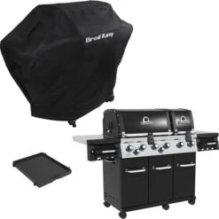 Broil King Gasgrill Regal 690 - BUNDLE (schwarz/edelstahl, Mit Seitenbrenner Und Heckbrenner, Inkl. Gussplatte Und Schutzhülle)