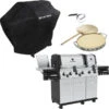 Broil King Gasgrill Regal S 690 Pro IR - BUNDLE (edelstahl, Mit Infrarot-Seitenbrenner Und Heckbrenner, Inkl. Pizzastein Set Imperial Und Schutzhülle)