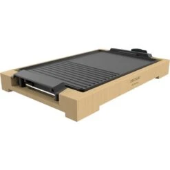 Cecotec Tischgrill Tasty&Grill 2000 Bamboo Black, Elektro-Grillplatte (holz, 2.000 Watt)