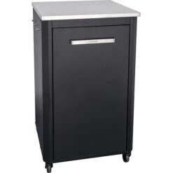 Cozze Outdoorküche 60, Eine Tür, Mit Edelstahl-Tischplatte, Schrank (schwarz/edelstahl, 64cm Breit)