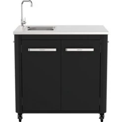 Cozze Outdoorküche 90529, Mit Spüle, Schrank (schwarz/edelstahl, 90cm Breit)