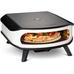 Cozze Pizzaofen 17", Mit Rotierendem Pizzastein (schwarz/grau, Für Pizzen Bis Ca. Ø 42,5cm, Mit Thermometer)