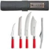DICK Leder-Rolltasche "Red Spirit", 5-teilig, Besteck