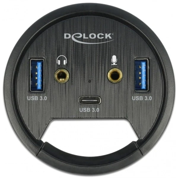 DeLOCK 3 Port Tisch-Hub 1x Typ-C - 2x Typ-A + HD-Audio, USB-Hub – Bild 2