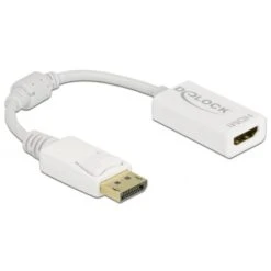 DeLOCK Adapter DisplayPort 1.1 Stecker > HDMI Buchse, Passiv (weiß, 15cm)