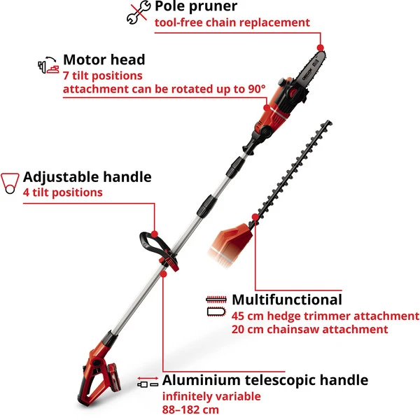 Einhell Akku-Multifunktionswerkzeug GE-HC 18Li T Kit, 18 Volt, Hochentaster – Bild 8