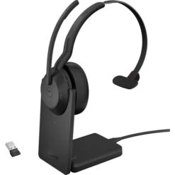 Jabra Evolve2 55, Mit Ladestation, Headset (schwarz, Mono, Microsoft Teams, USB-A, Link380a)