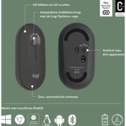 Logitech Pebble Mouse 2 M350s, Maus (graphit, Bluetooth, Für Windows/macOS/iPadOS/Android/ChromeOS/Linux) -ALTERNATE Logitech Pebble Mouse 2 M350s Maus@@100010645 35