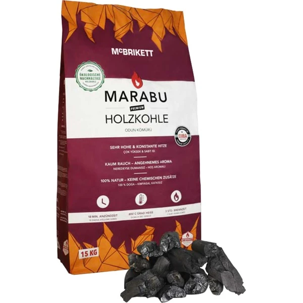 MCBrikett Marabu Holzkohle, 15kg 1 MCBrikett Marabu Holzkohle, 15kg