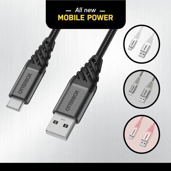 Otterbox USB 2.0 Kabel, USB-A Stecker > USB-C Stecker (schwarz, 1 Meter, PD, Gesleevt) – Bild 4