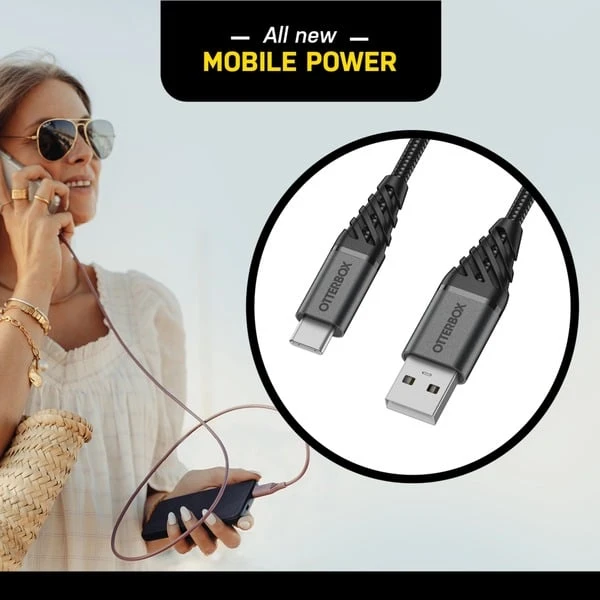 Otterbox USB 2.0 Kabel, USB-A Stecker > USB-C Stecker (schwarz, 1 Meter, PD, Gesleevt) – Bild 6