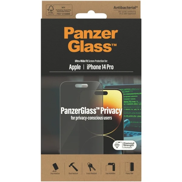 PanzerGlass Ultra Wide Fit Privacy Bildschirmschutz, Schutzfolie 1 PanzerGlass Ultra Wide Fit Privacy Bildschirmschutz, Schutzfolie