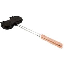 Petromax Burgereisen, Backform (schwarz/holz, Für 2 Burger)