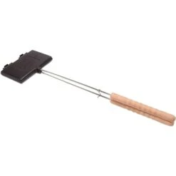 Petromax Waffeleisen, Langer Stiel, Backform (schwarz/holz, Für 2 Waffeln)