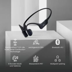 Shokz OpenRun Mini, Kopfhörer (schwarz, Kosmisches Schwarz, Bluetooth, Laden über USB-C) -ALTERNATE Shokz OpenRun Mini Kopfh rer@@100074085 3