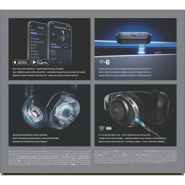 SteelSeries Arctis Nova 3P Wireless Black, Gaming-Headset (schwarz, Für Playstation, Bluetooth, WiFi, Mobile App Control) 10 SteelSeries Arctis Nova 3P Wireless Black, Gaming-Headset (schwarz, Für Playstation, Bluetooth, WiFi, Mobile App Control) – Bild 10