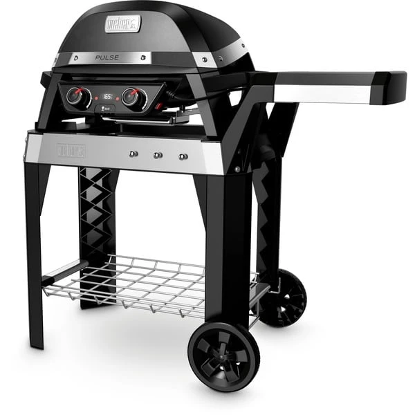 Weber Elektrogrill Bundle Pulse 2000 Mit Wagen Und Gusseisen-Grillplatte (schwarz/silber, 2.200 Watt) – Bild 2