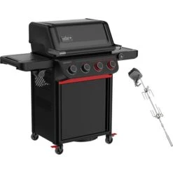 Weber Gasgrill Spirit EP-435R GBS, Stealth-Edition (schwarz/rot, 13,78 KW, Mit Sear Zone, Seitenbrenner Und Drehspieß, Modell 2025)