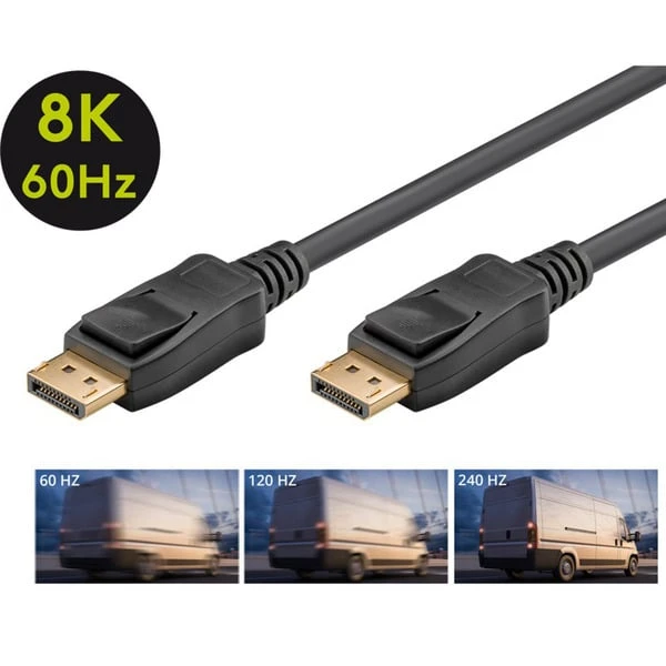 Goobay Essential Kabel DisplayPort Stecker > DisplayPort Stecker, 8K / 120Hz (schwarz, 3 Meter, 40 Gbit/s, DisplayPort 2.0 / 2.1) – Bild 4