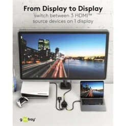 Goobay HDMI-Umschaltbox 3 Auf 1 (4K @ 30Hz), HDMI Switch (schwarz, 58cm Kabel) -ALTERNATE goobay HDMI Umschaltbox 3 auf 1 4K 30Hz HDMI Switch@@100055012 8