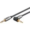 Goobay Plus Audio Verbindungskabel AUX 3,5mm Stereo, 90° (schwarz/silber, 2 Meter, Abgewinkelt)