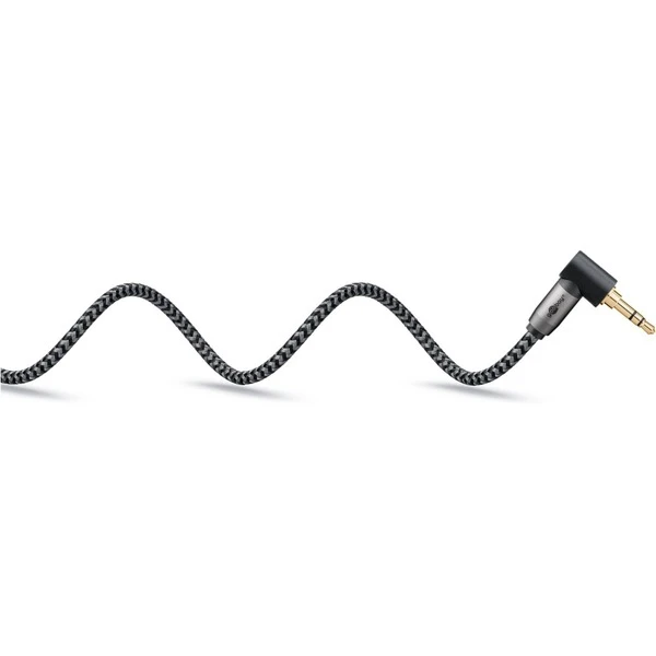 Goobay Plus Audio Verbindungskabel AUX 3,5mm Stereo, 90° (schwarz/silber, 2 Meter, Abgewinkelt) – Bild 4