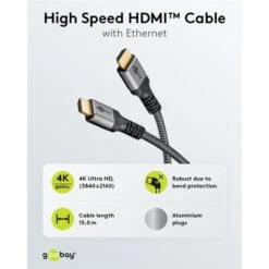 Goobay Plus High-Speed-HDMI-Kabel Mit Ethernet, 4K @ 60Hz (grau, 15 Meter) -ALTERNATE goobay Plus High Speed HDMI Kabel mit Ethernet 4K 60Hz@@100062964 6