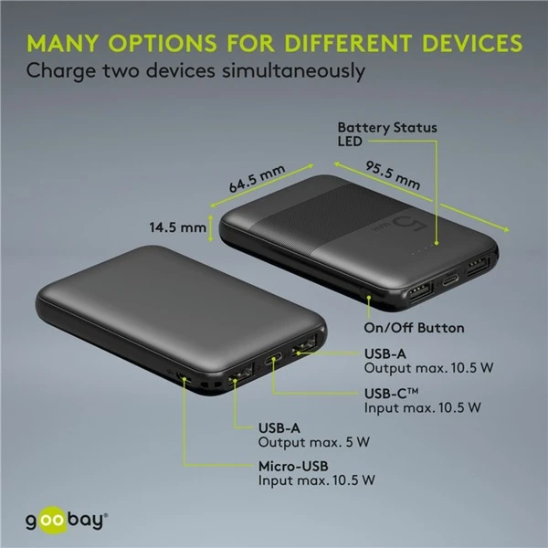 Goobay Powerbank Kompakt 5.000 MAh 14 Goobay Powerbank Kompakt 5.000 MAh – Bild 14