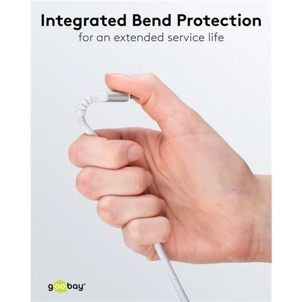 Goobay Supersoftes USB 2.0 Textilkabel, USB-C Stecker > USB-C Stecker (weiß, 3 Meter) – Bild 7