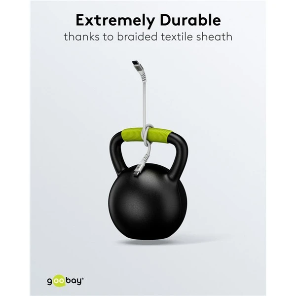 Goobay Supersoftes USB 2.0 Textilkabel, USB-C Stecker > USB-C Stecker (weiß, 3 Meter) – Bild 9